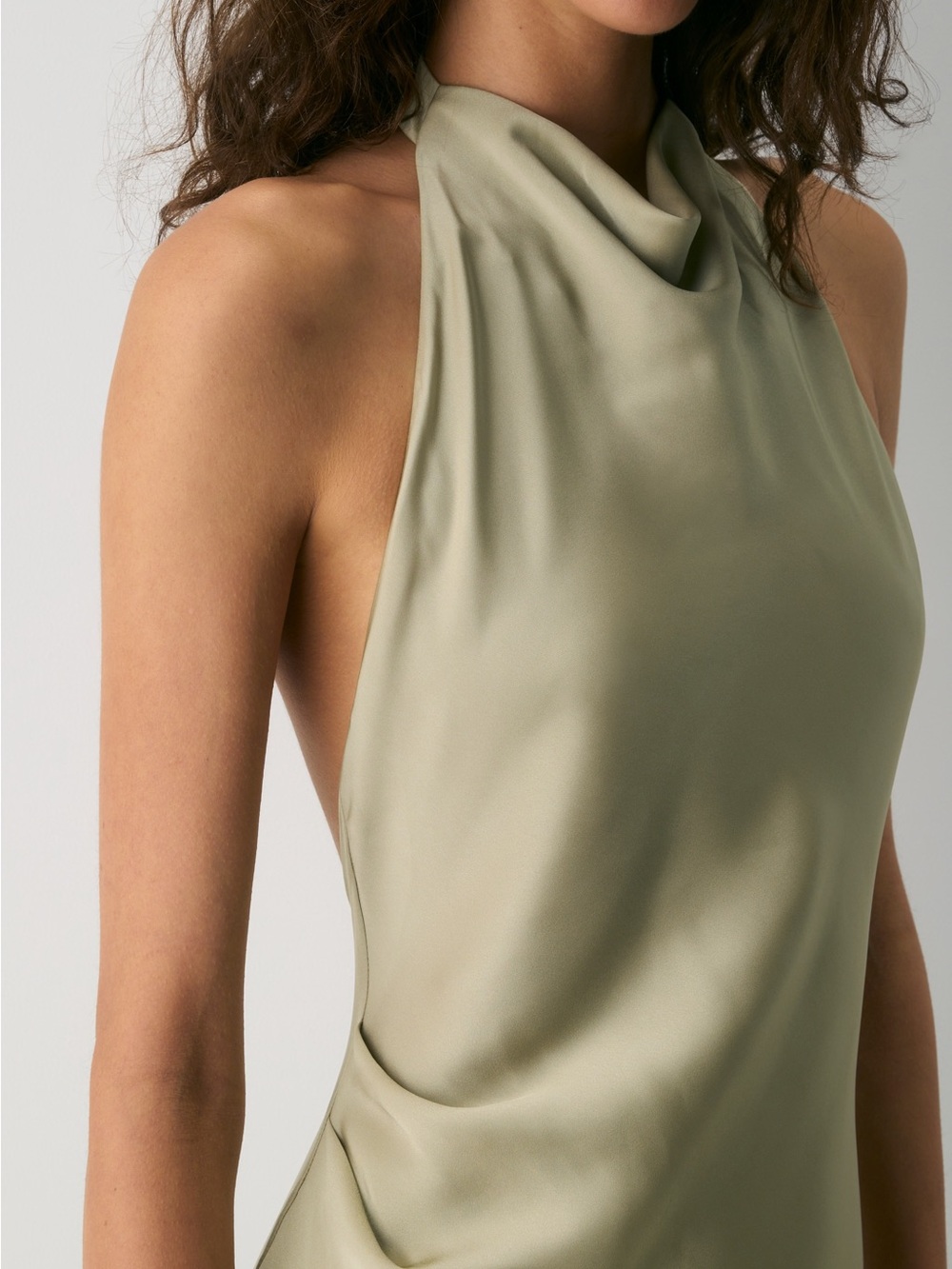 Aritzia Babaton Audience Satin Halter Neck Women’s Dress Sundried Olive Size 6